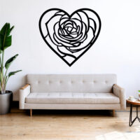 Sticker perete siluetă – Inimă cu trandafir