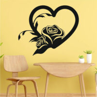 Sticker perete siluetă – Inimă cu trandafiri