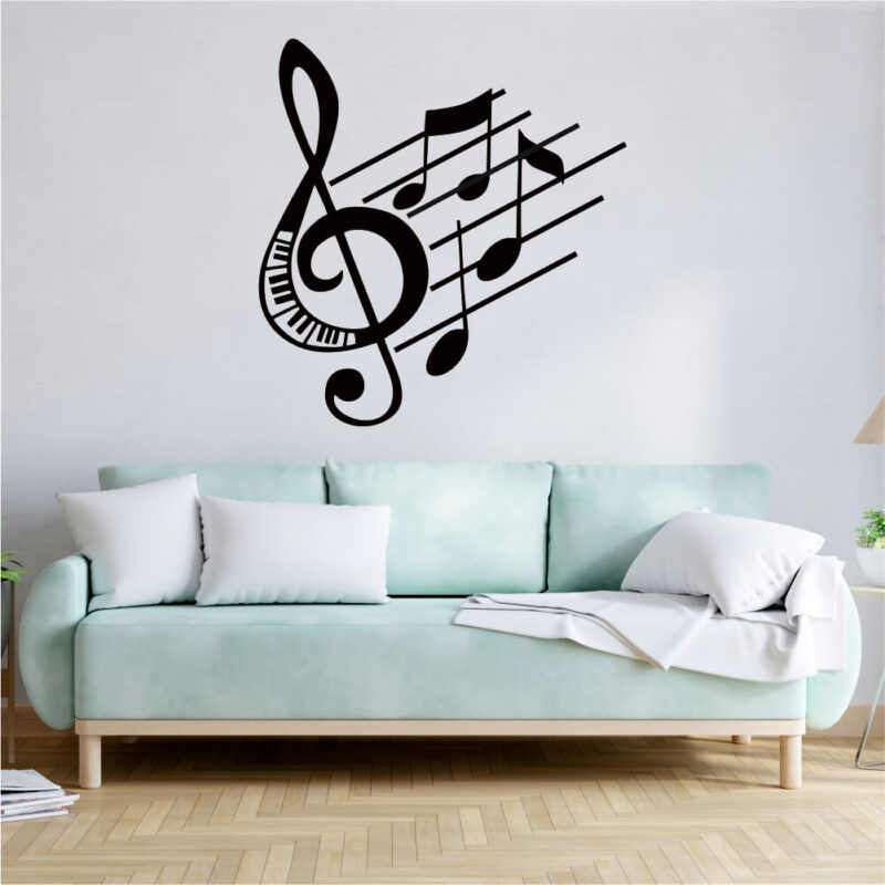 Sticker perete siluetă – Muzică cheia sol