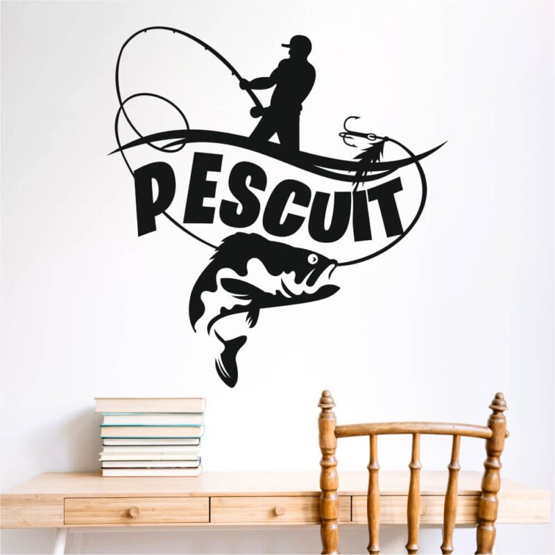 Sticker perete siluetă - Pescar la pescuit