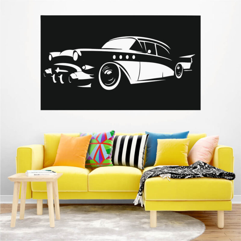 Sticker perete siluetă – Tablou mașină clasică