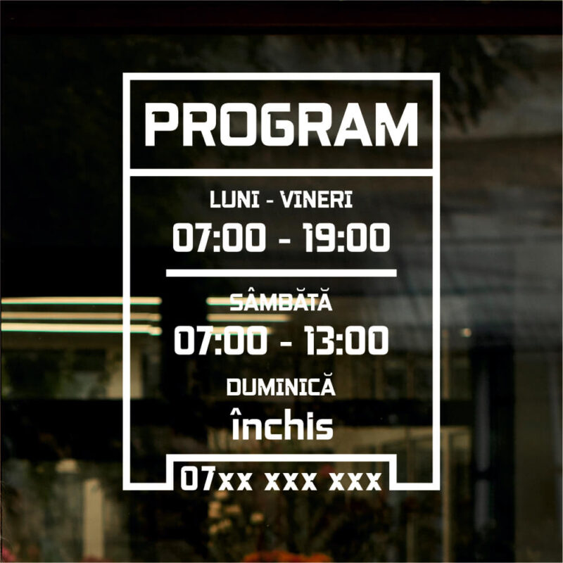 Sticker program de funcționare în chenar cu linii