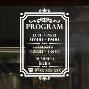 Sticker program de functionare in chenar forma regala WallSign Stickere Decorative