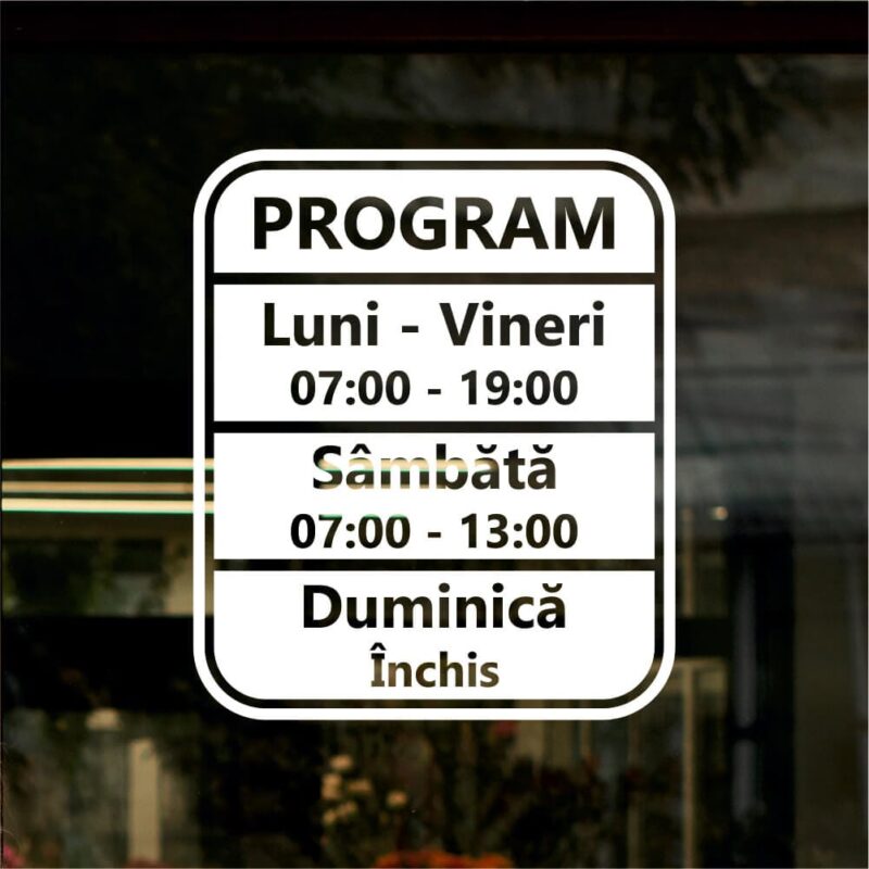 Sticker program de funcționare în chenar rotunjit