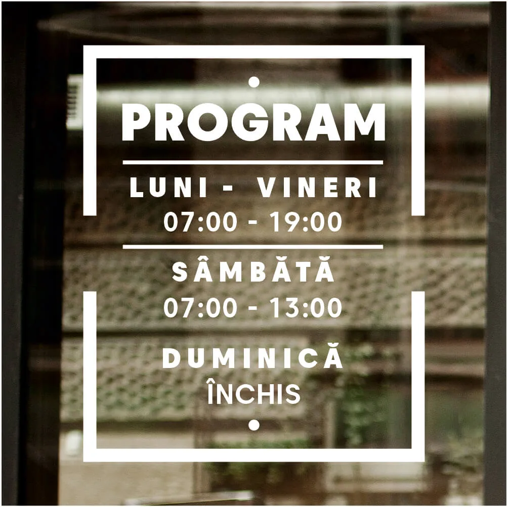 Sticker program de funcționare în chenar