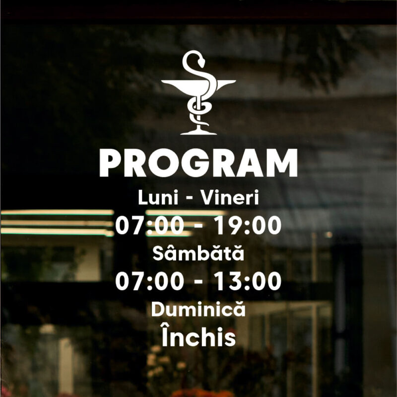 Sticker program farmacie - Text cu simbol șarpe