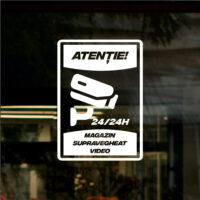 Sticker siluetă - Indicator ATENȚIE  MAGAZIN SUPRAVEGHEAT VIDEO - PORTRET