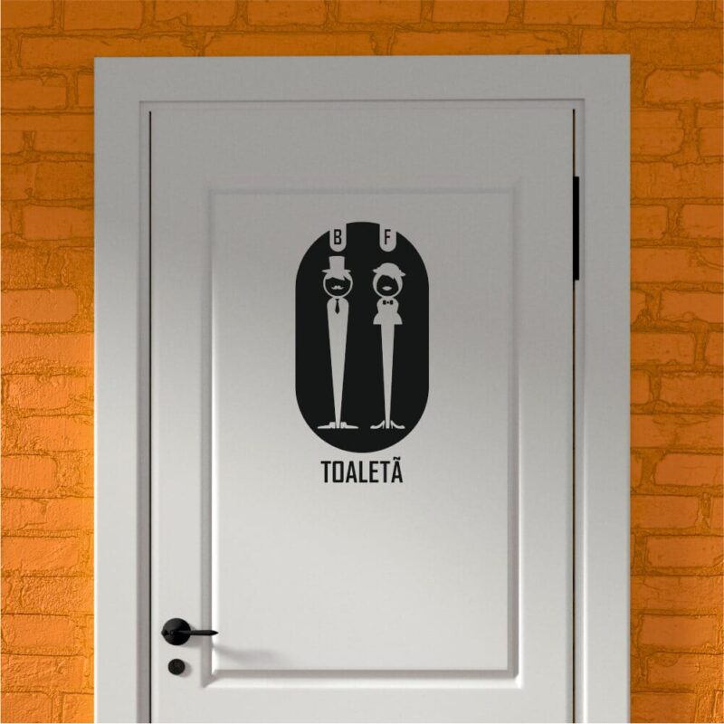 Sticker siluetă - Toaletă Bărbați Femei siluete în chenar circular