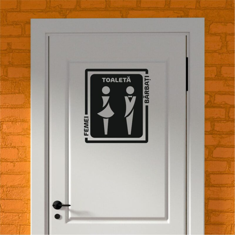 Sticker siluetă - Toaletă Femei cu Bărbați siluete în chenar