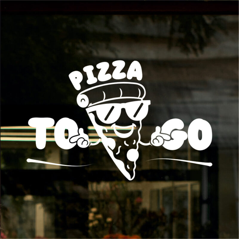 Sticker siluetă vitrină geam Pizza To Go