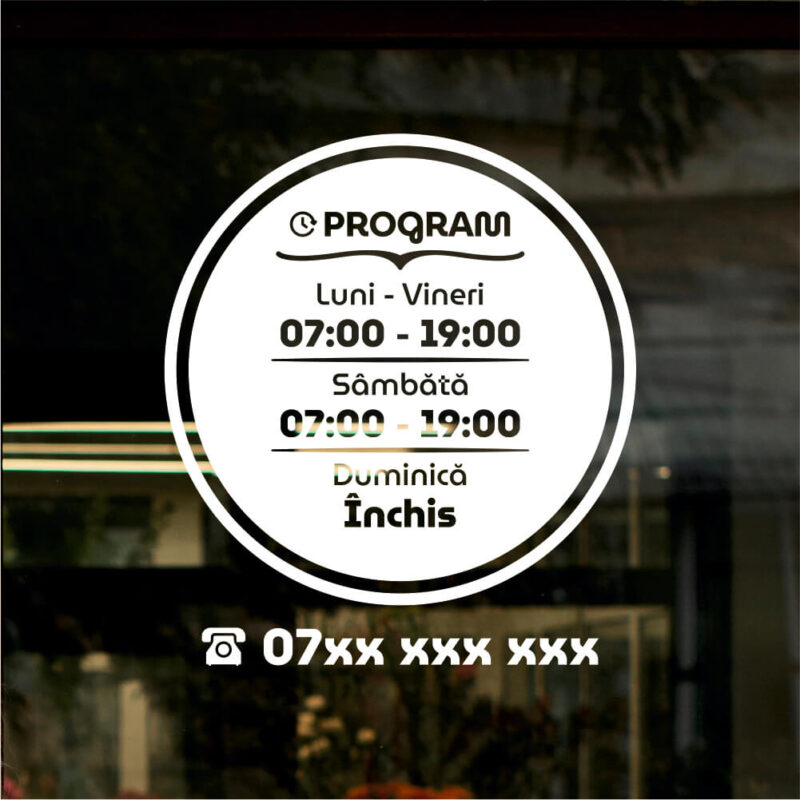 Sticker program de funcționare tip cerc compact
