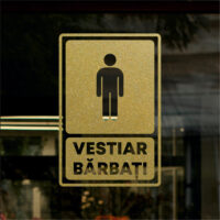 Sticker vitrină geam Indicator Vestiar Bărbați auriu (gold) lucios
