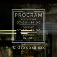 Sticker program de funcționare – model minimalist gri sablat translucid