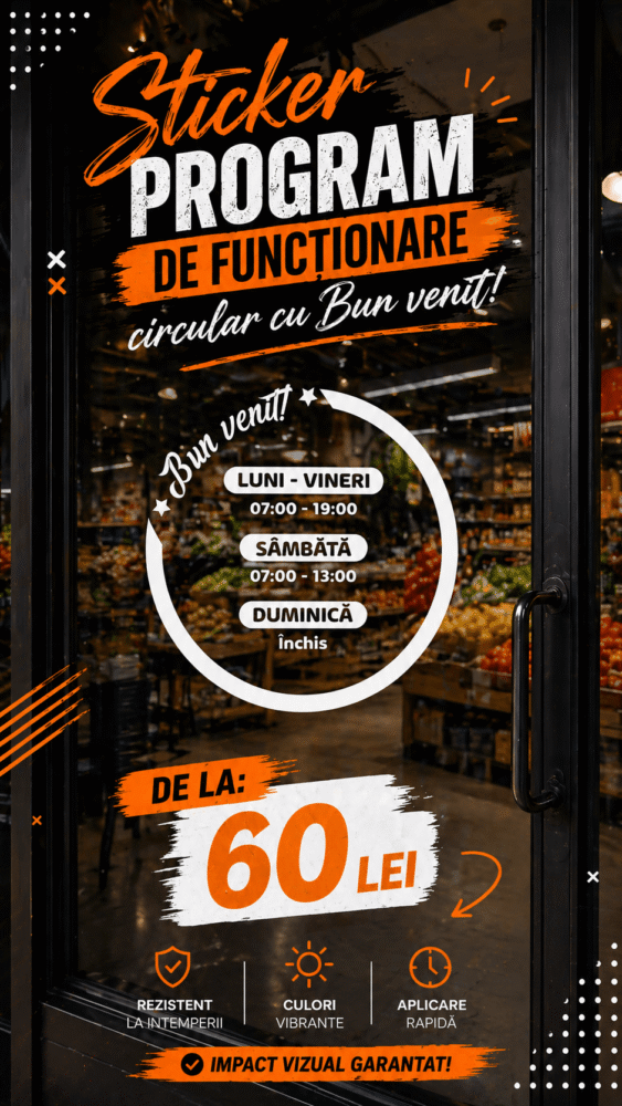 Sticker program de funcționare circular cu Bun venit!