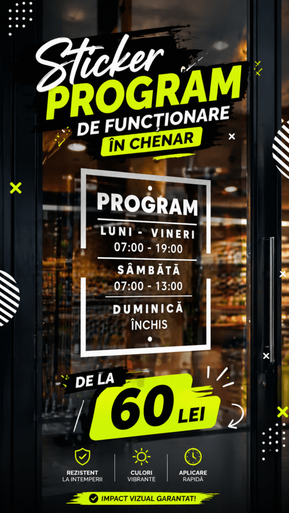 Sticker program de funcționare în chenar