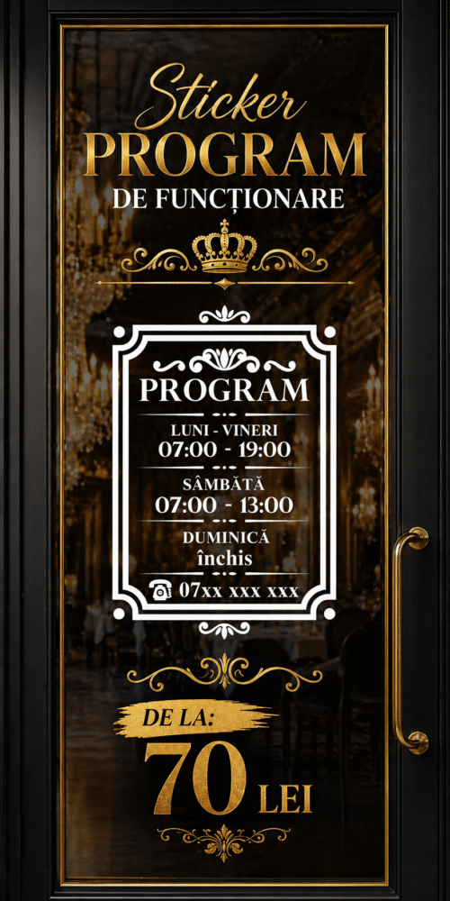 Sticker program de funcționare în chenar formă regală