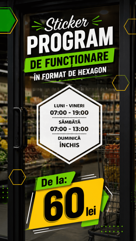Sticker program de funcționare în format de hexagon
