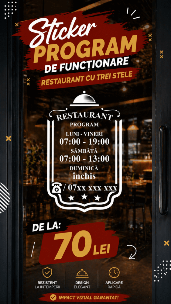 Sticker program de funcționare restaurant cu trei stele