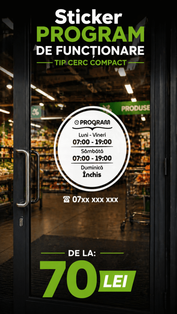 Sticker program de funcționare tip cerc compact