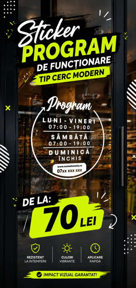 Sticker program de funcționare tip cerc modern