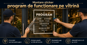 Montare sticker program de funcționare pe vitrină stickere decorative pentru firme instructiuni aplicare folie autoadeziva publicitate ferestre cutter plotter