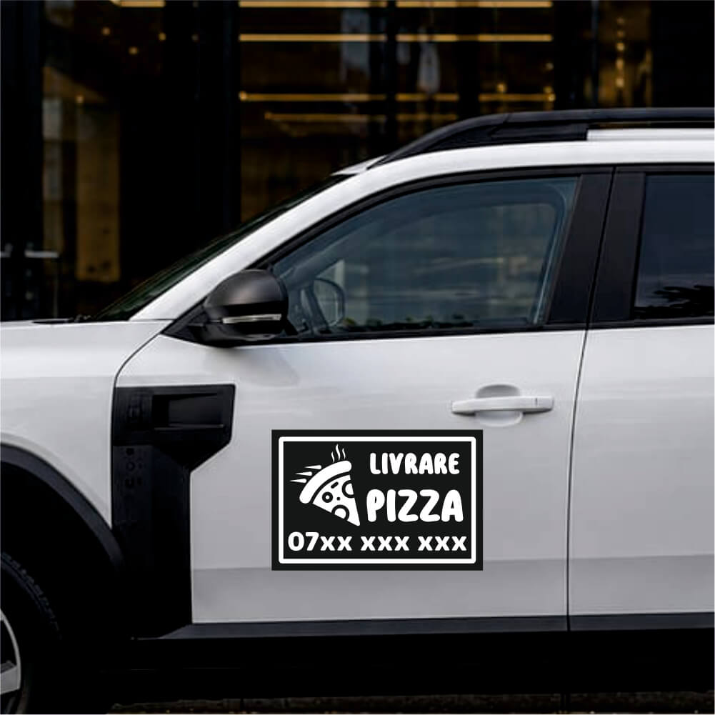 Sticker auto Set Livrare Pizza Design cu pictogramă (2 bucăți)