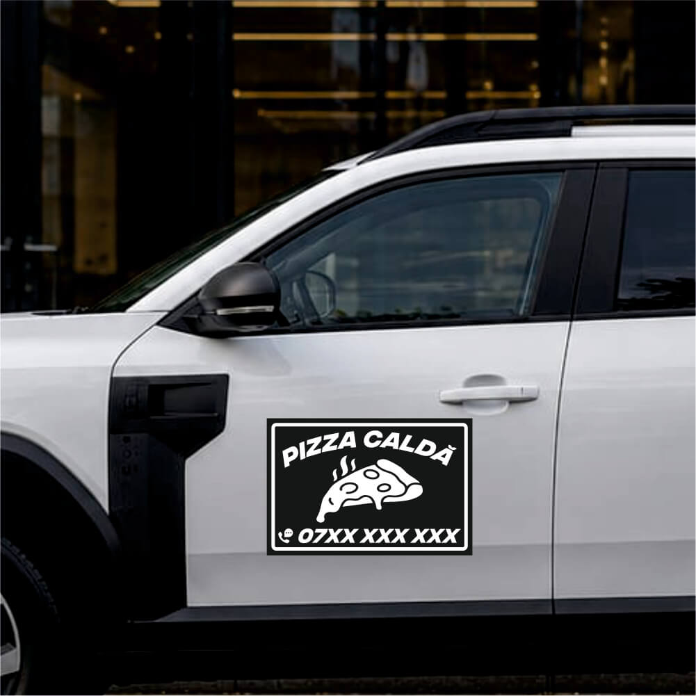 Sticker auto Set Pizza Caldă Design cu pictogramă (2 bucăți)