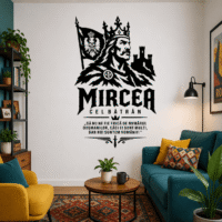 Sticker perete siluetă Mircea cel Bătrân Domn al Țării Românești