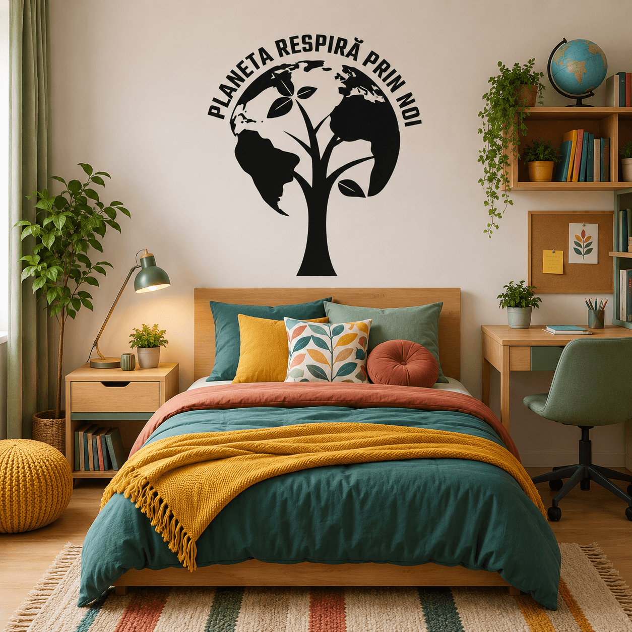 Sticker perete siluetă – Planeta respiră prin noi