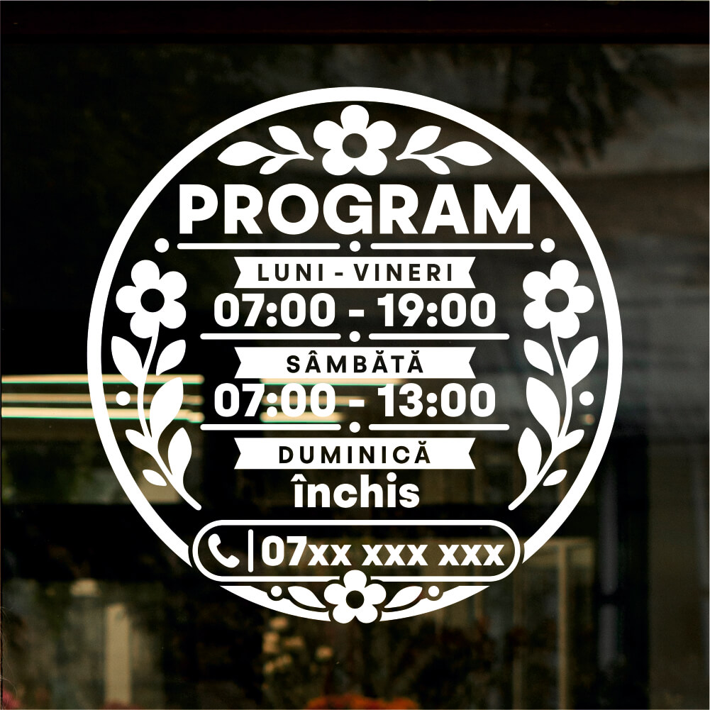 Sticker program de funcționare Model rotund cu flori și panglici decorative