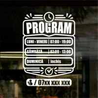 Sticker program de funcționare – Model aero cu linii fluide și margini curbate