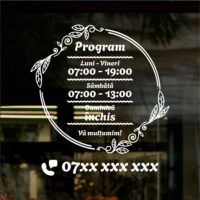 Sticker program de funcționare – Model floral cu ramă liniară elegantă