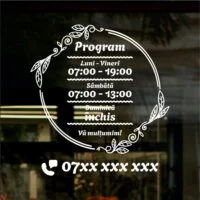 Sticker program de funcționare – Model floral cu ramă liniară elegantă
