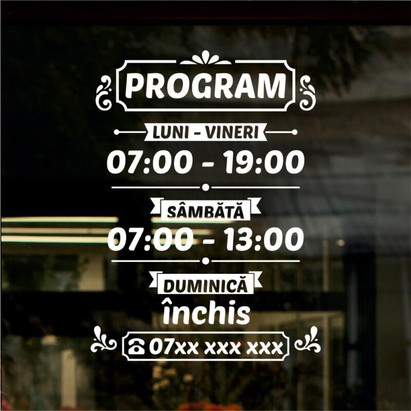 Sticker program de funcționare – Model vintage cu panglici