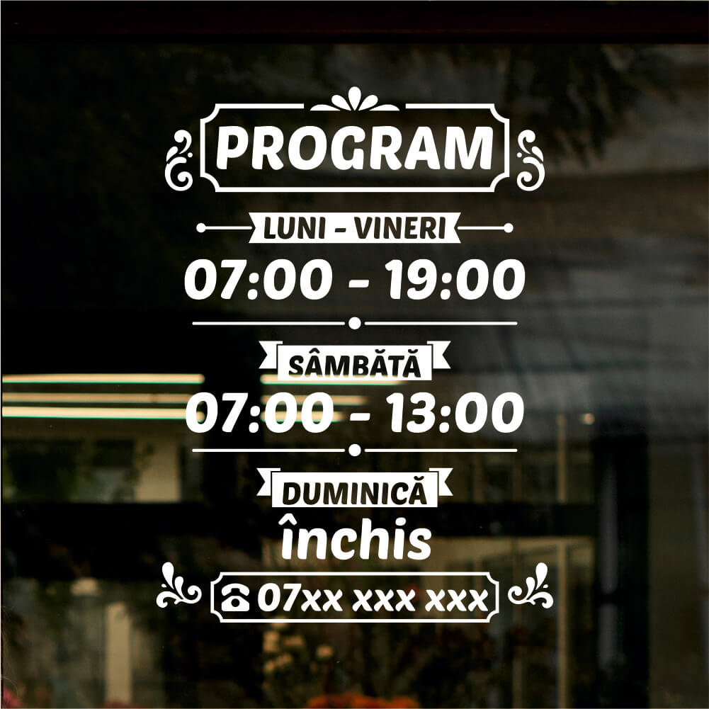 Sticker program de funcționare – Model vintage cu panglici