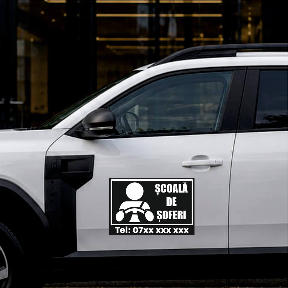 Sticker siluetă Set Școală de șoferi Design cu pictogramă șofer (2 bucăți)
