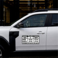 Sticker siluetă Set Tarife Taxi Design dreptunghiular