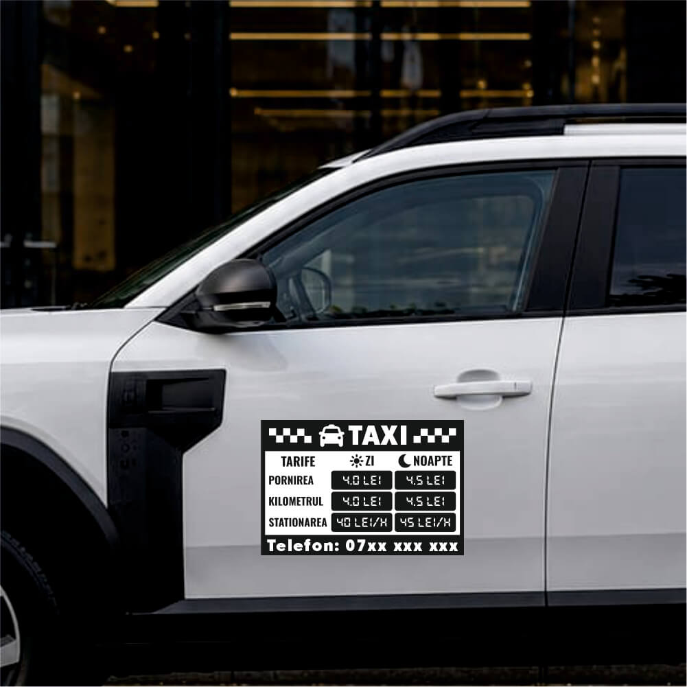 Sticker siluetă Set Tarife Taxi Design profesional detaliat