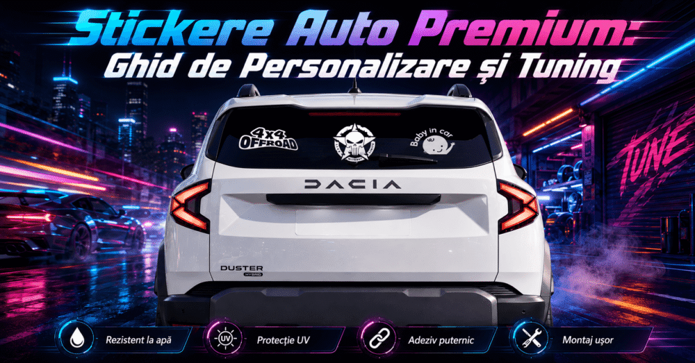 Stickere Auto Premium Ghid de Personalizare și Tuning auto modern. Comandă online stickere auto cutterate din vinil rezistent la exterior pentru proiecte tuning de top