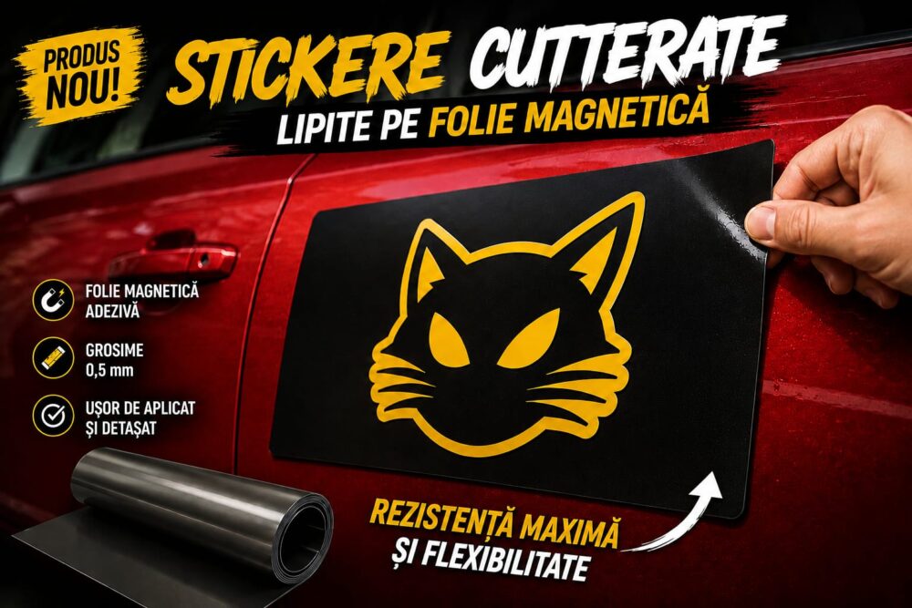 Stickere cutterate lipite pe folie magnetica Ghid complet si stickere auto personalizate magneti auto publicitari decorari masini rezistente la exterior