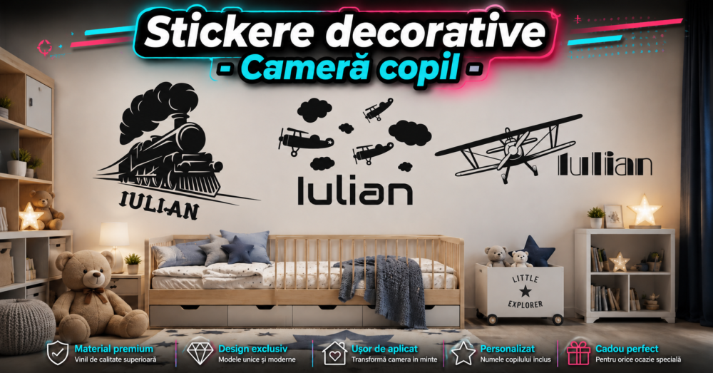 Stickere decorative Cameră copil cu stickere decorative speciale pentru perete ideale pentru reamenajare rapidă în camera celor mici livrare în Cluj și Brașov