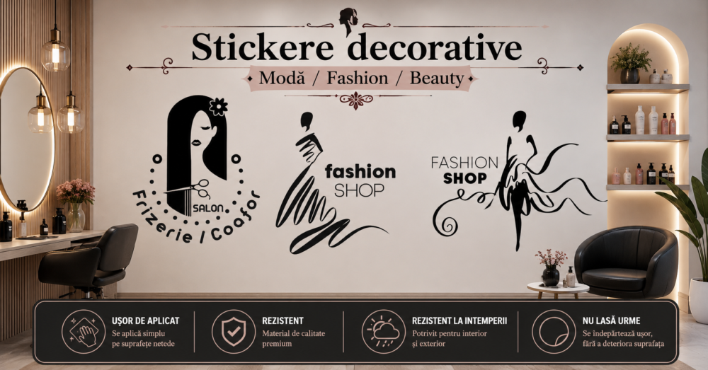 Stickere decorative Moda Fashion Beauty autocolante perete salon infrumusetare machiaj gene buze oglinda dressing design interior fete stil elegant modern chic vintage
