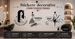 Stickere decorative Moda Fashion Beauty autocolante perete salon infrumusetare machiaj gene buze oglinda dressing design interior fete stil elegant modern chic vintage