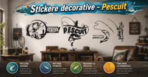 Stickere decorative Pescuit autocolante perete pesti crap somn stiuca accesorii barca pescari pasionati decoratiuni camere man cave pasiune amatori design interior modern