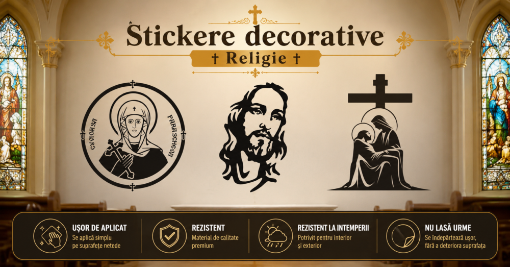 Stickere decorative Religie autocolante perete citate biblice versete sfinte rugaciune tatal nostru binecuvantarea casei cruce ingeri credinta protectie design interior
