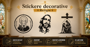 Stickere decorative Religie autocolante perete citate biblice versete sfinte rugaciune tatal nostru binecuvantarea casei cruce ingeri credinta protectie design interior