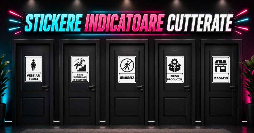 Stickere indicatoare cutterate Inteligent și elegant! Stickere decorative de impact pentru uși și pereți moderni care transformă radical orice spațiu