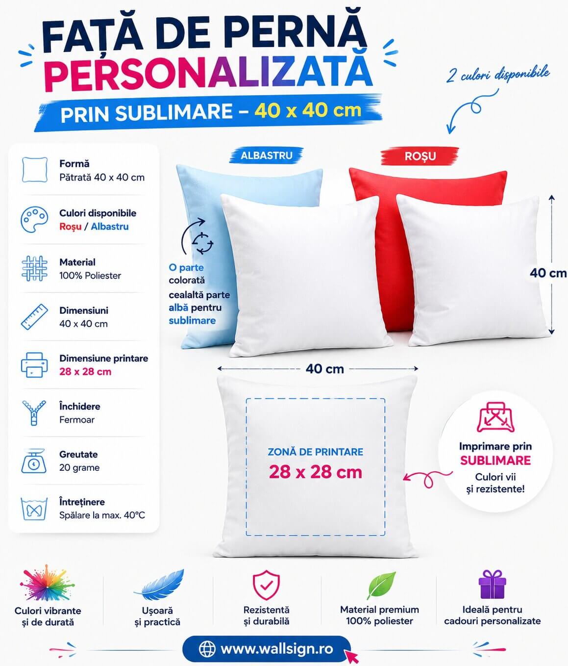 DETALII FAȚĂ DE PERNĂ PERSONALIZATĂ PRIN SUBLIMARE