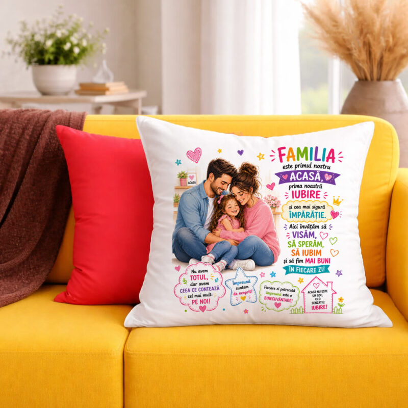Față de Pernă Personalizată Familia Este Primul Nostru Acasă