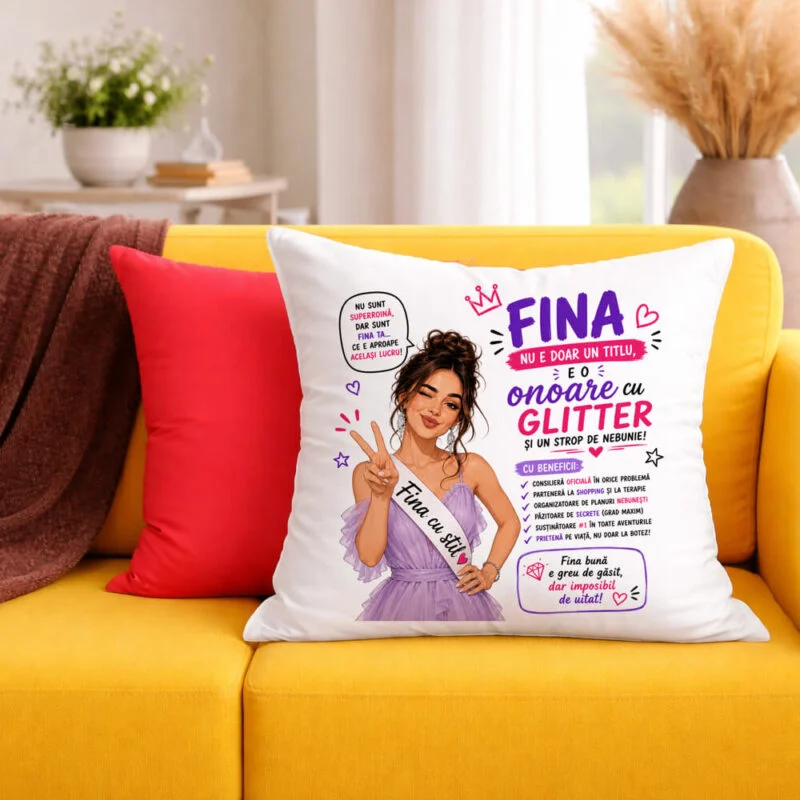 Față de Pernă Personalizată Fina, O Onoare cu Glitter